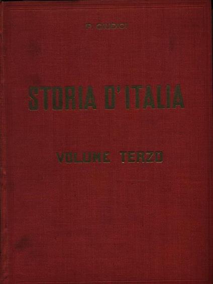 Storia d'Italia. Volume Terzo - Paolo Giudici - copertina