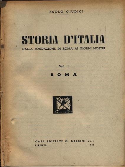 Storia d'Italia. Volume Primo - Paolo Giudici - copertina