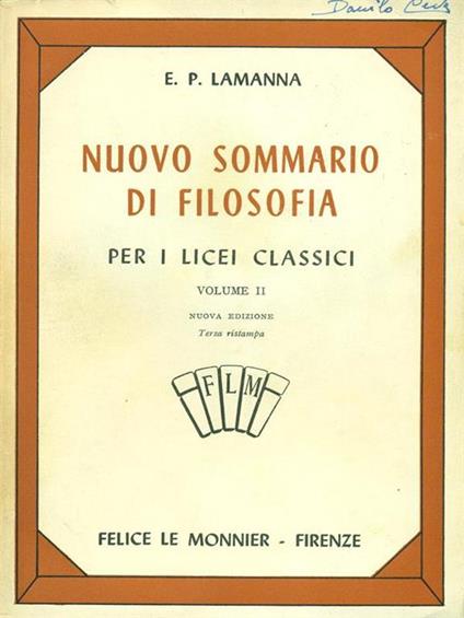 Nuovo sommario di filosofia - Volume II - Paolo E. Lamanna - copertina
