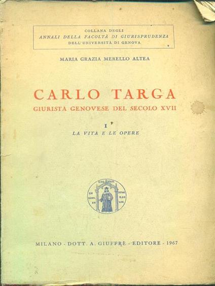 Carlo Targa I - copertina