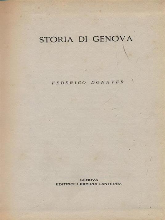 Storia di Genova - Federico Donaver - copertina