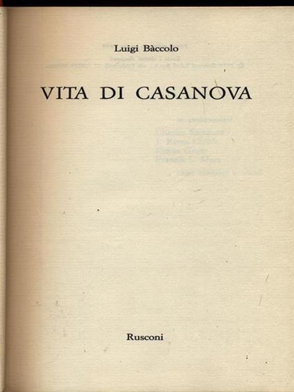 Vita di Casanova - Luigi Baccolo - copertina