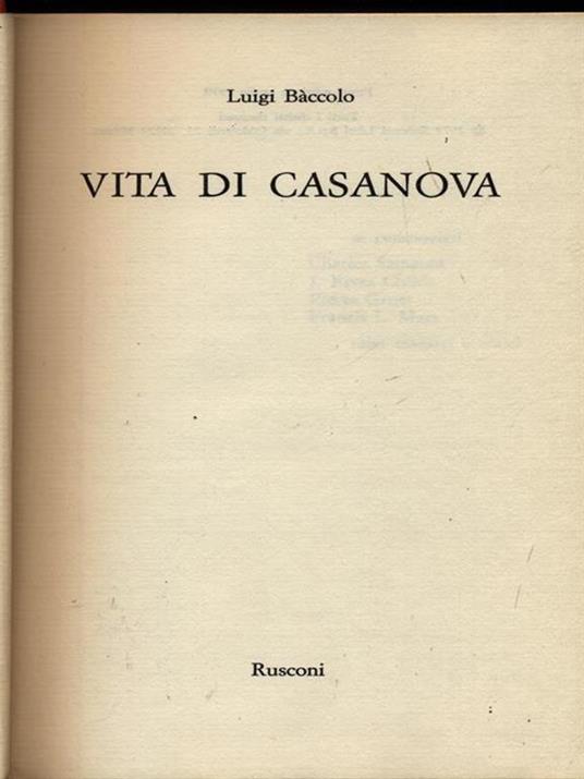 Vita di Casanova - Luigi Baccolo - copertina