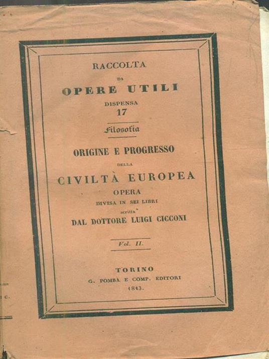 Origine e progresso della civiltà europea vol II - copertina