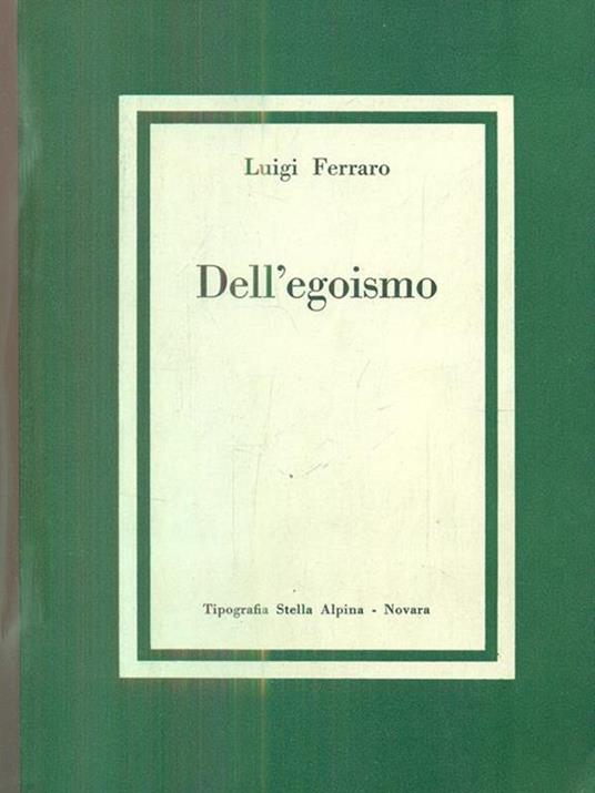 Dell'egoismo - Luigi Ferraro - copertina
