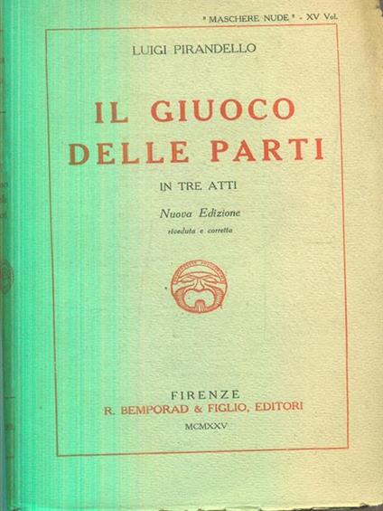 Il giuoco delle parti - Luigi Pirandello - copertina
