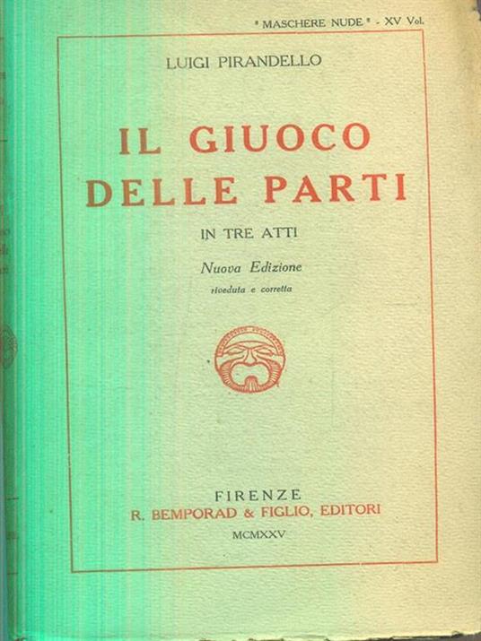 Il giuoco delle parti - Luigi Pirandello - copertina