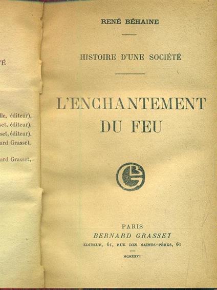 L' enchantement du feu - René Behaine - copertina