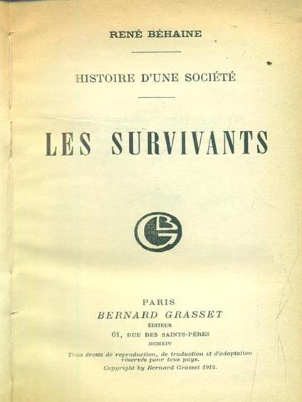 Les survivants - René Behaine - copertina