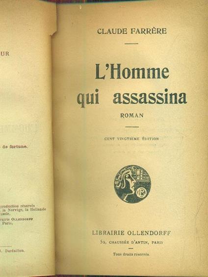 L' homme qui assassina - Claude Farrére - copertina