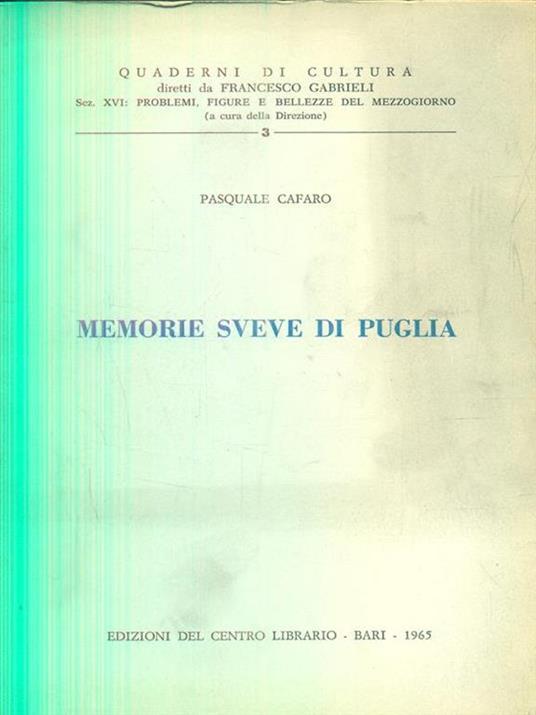 Memorie sveve di Puglia - Pasquale Cafaro - copertina