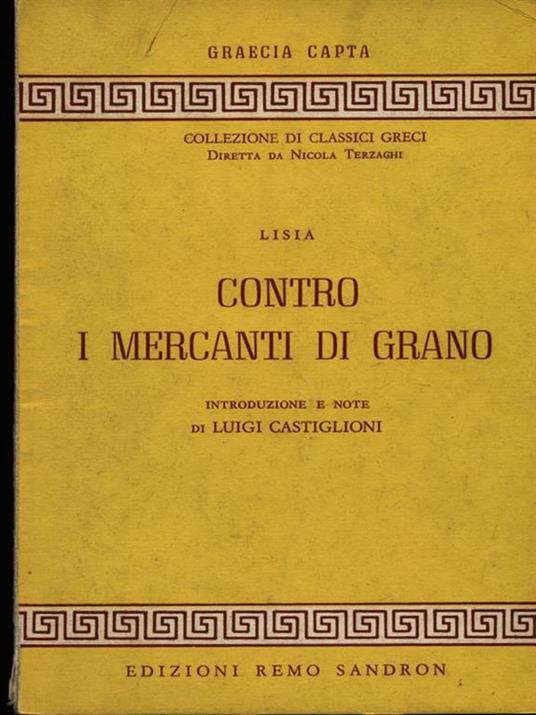 Contro i mercanti di grano - Lisia - copertina