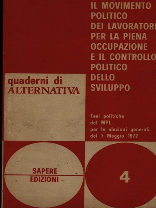 Il movimento politico dei lavoratori per la piena occupazione e il controllo politico dello sviluppo - copertina