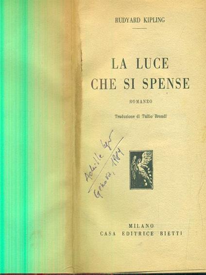 La luce che si spense - Rudyard Kipling - copertina