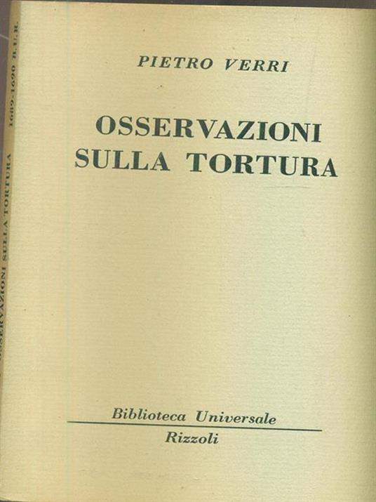 Osservazioni sulla tortura - Pietro Verri - copertina