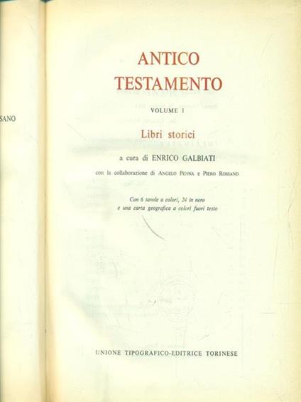 La sacra Bibbia. Antico testamento vol I - Enrico Galbiati - copertina