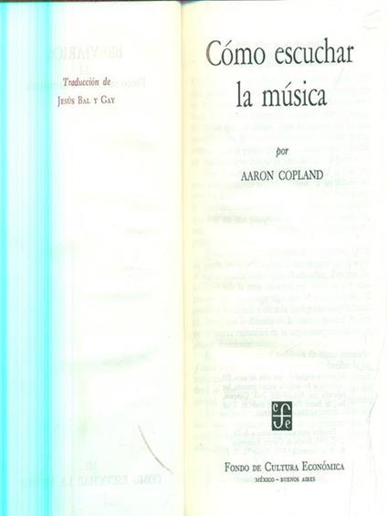 Como escuchar la musica - Aaron Copland - copertina