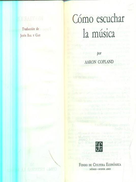 Como escuchar la musica - Aaron Copland - copertina