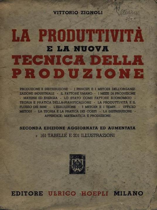 La produttività e la nuova tecnica della produzione - Vittorio Zignoli - copertina