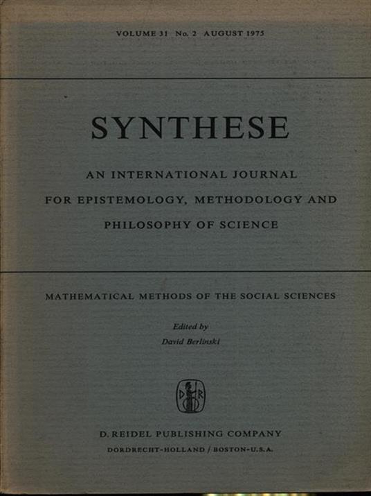 Synthese volume 31 n. 2 August 1975 - copertina