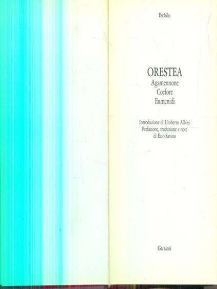 Orestea - Eschilo - copertina