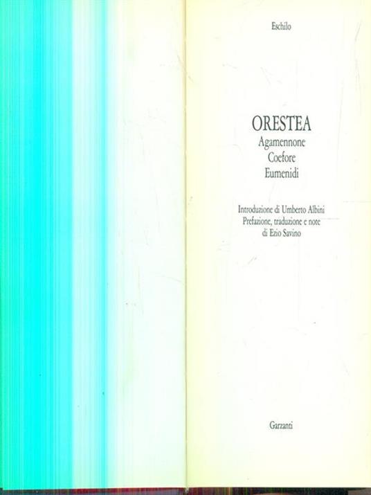 Orestea - Eschilo - copertina