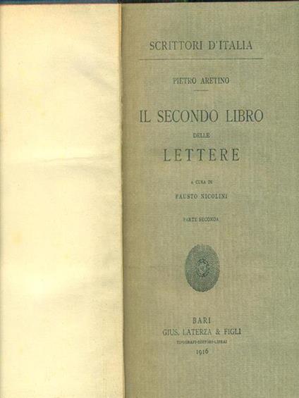 Il secondo libro delle lettere vol II - Pietro Aretino - copertina
