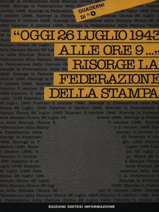 Oggi 26 luglio 1943 alle ore 9.. - copertina