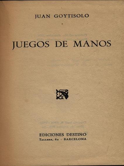 Juegos de manos - Juan Goytisolo - copertina