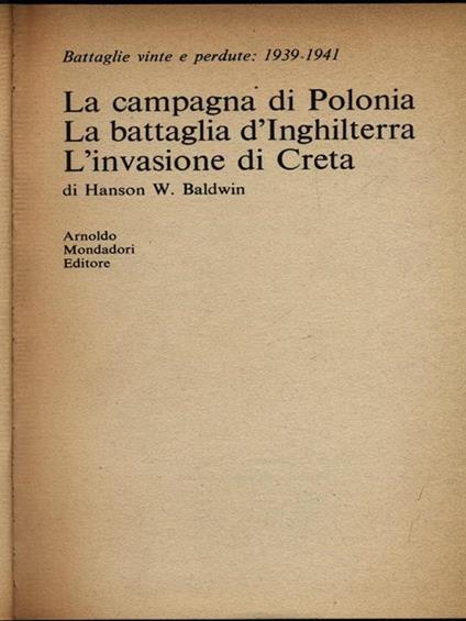 La campagna di Polonia - La battaglia d'Inghilterra - L'invasione di Creta - copertina