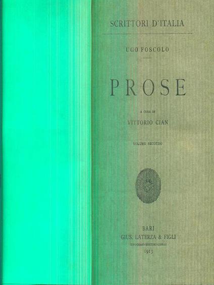 Prose vol II - Ugo Foscolo - copertina