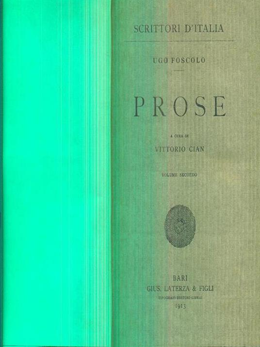 Prose vol II - Ugo Foscolo - copertina