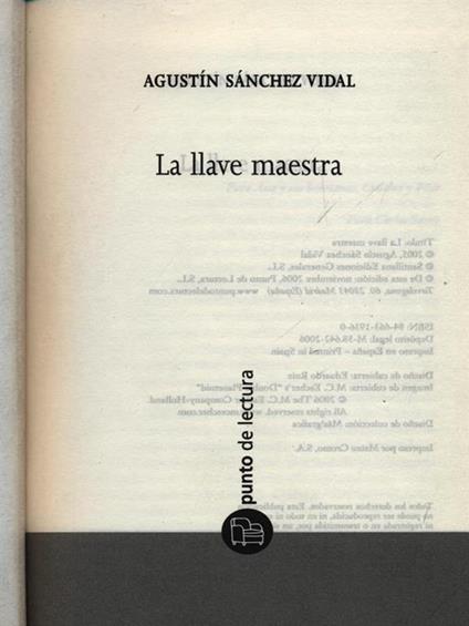 La llave maestra - Agustin Sanchez Vidal - copertina