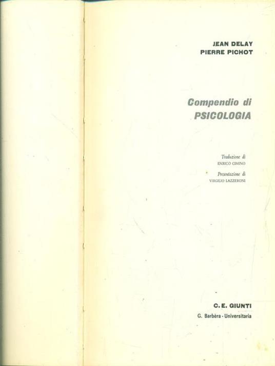 Compendio di psicologia - Jean Delay - copertina