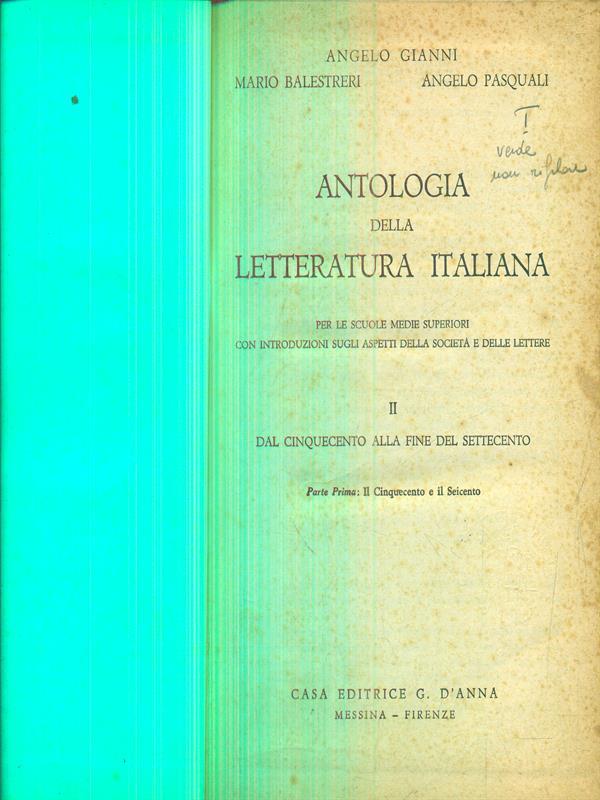 Antologia della letteratura italiana II parte prima