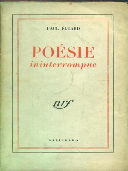 Poesie ininterrompue - Paul Éluard - copertina