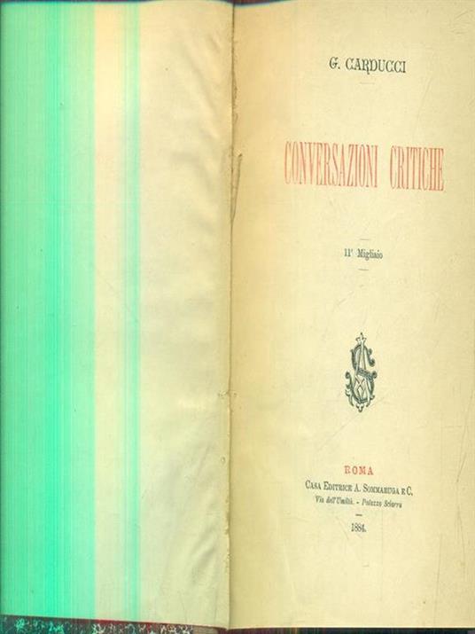 Conversazioni critiche - Giosuè Carducci - copertina