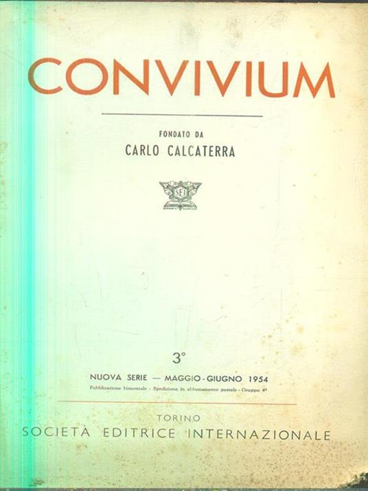 Convivium nuova serie 3 / maggio-giugno 1954 - copertina