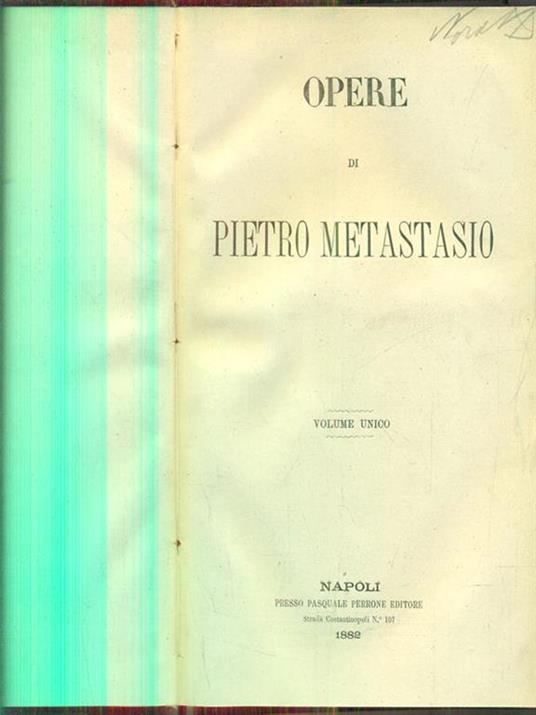 Opere - Pietro Metastasio - copertina