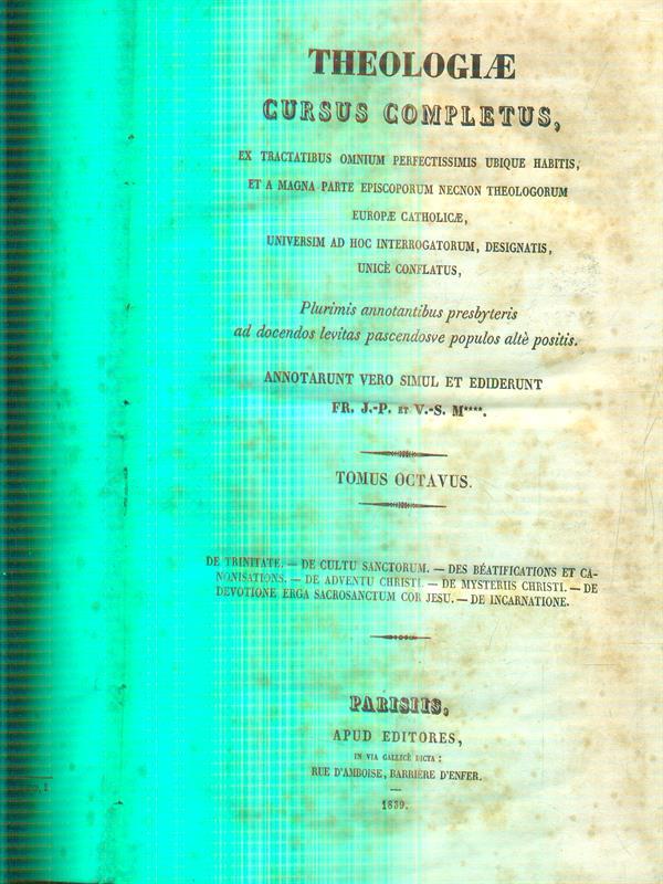 theologiae cursus completus tomus octavus
