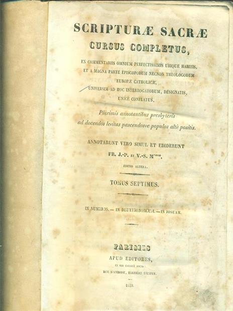 Scripturae sacrae cursus completus tomus septimus - copertina