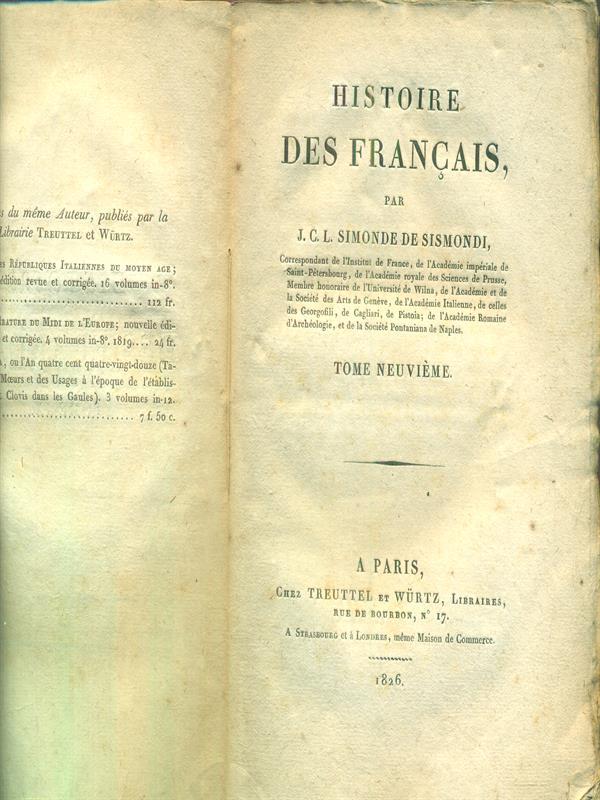 histoire des francais tome neuvieme