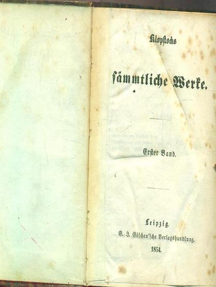 Klopstocks sammtliche werke 1 - F. A. Klopstock - copertina