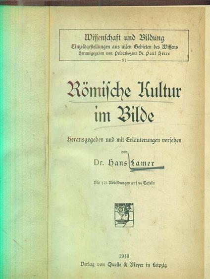 Romische Kultur im Bilde - Hans Lamer - copertina