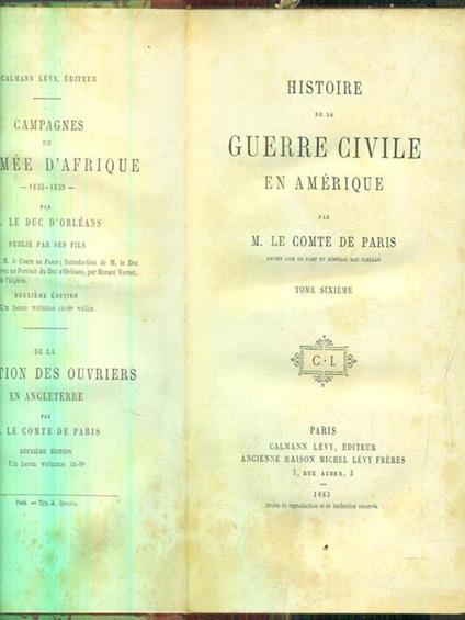 Histoire de la guerre civile en amerique tome 6 - copertina