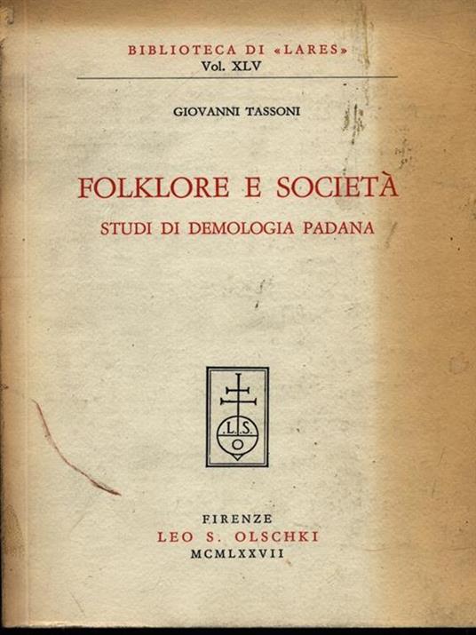 Folklore e società - Giovanni Tassoni - copertina