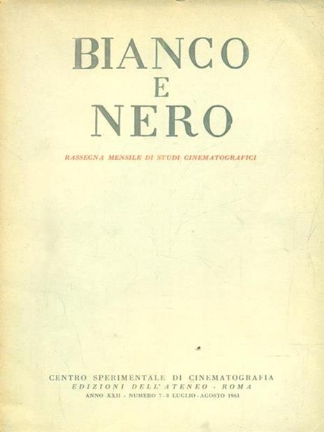 bianco e nero 7-8 / luglio agosto 1961 - copertina