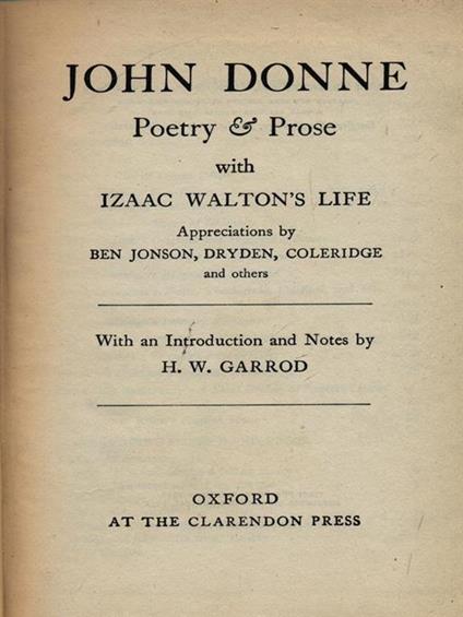 John Donne Poetry & prose - copertina