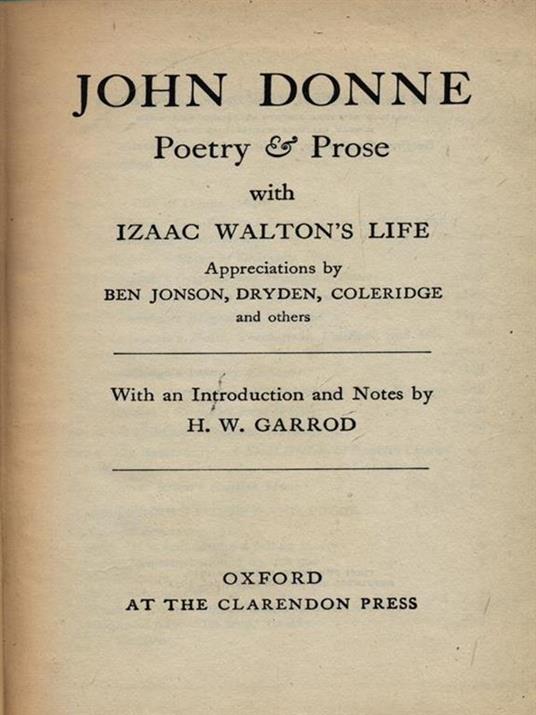 John Donne Poetry & prose - copertina