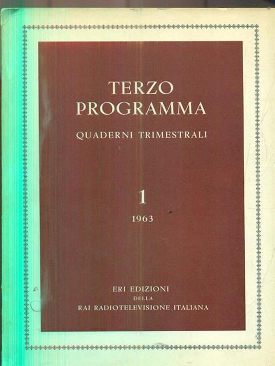 Terzo Programma 1/ 1963 - copertina